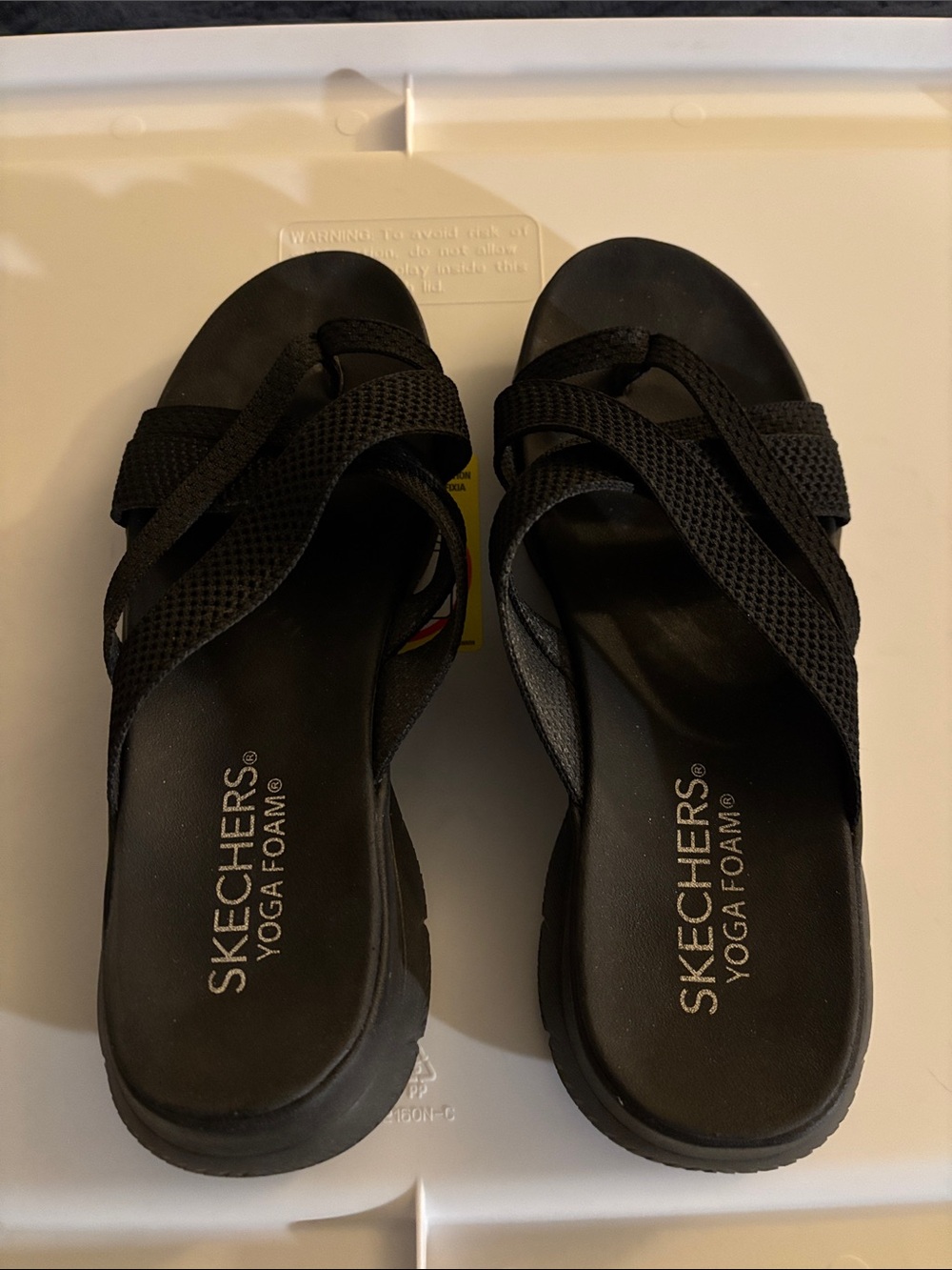 Skechers Black Yoga Foam Crisscross Slip-On Sandals